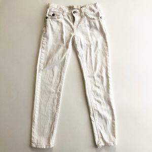 Imperial Star White Denim Jeans Back Flap Pocket Adjustable Waist Sz 7